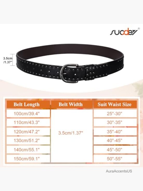 Studded Faux Leather Belt with Rivets and Silver Buckle Punk Rock main image 6
